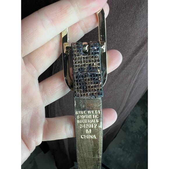 Nine west belt braided sparkly animal print y2k bronze black gold - Picture 3 of 12